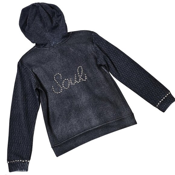 Studded Soul Girl's Sparkly Gray Hoodie - Picture 2 of 7